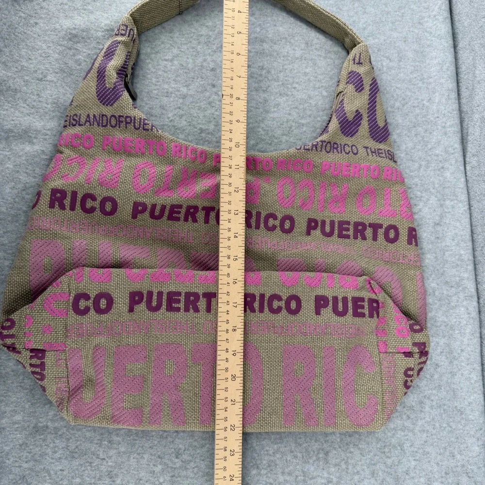 Robin Ruth Puerto Rico Canvas Hobo Bag Pink Purple Souvenir Shoulder Bag Large